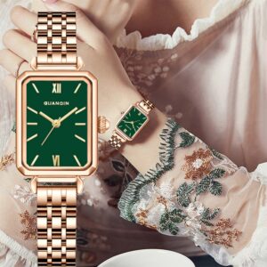 GUANQIN Brand Quartz Little Green Watch Luxury watch for women Stainless steel Waterproof women watch Steel shell reloj mujer
